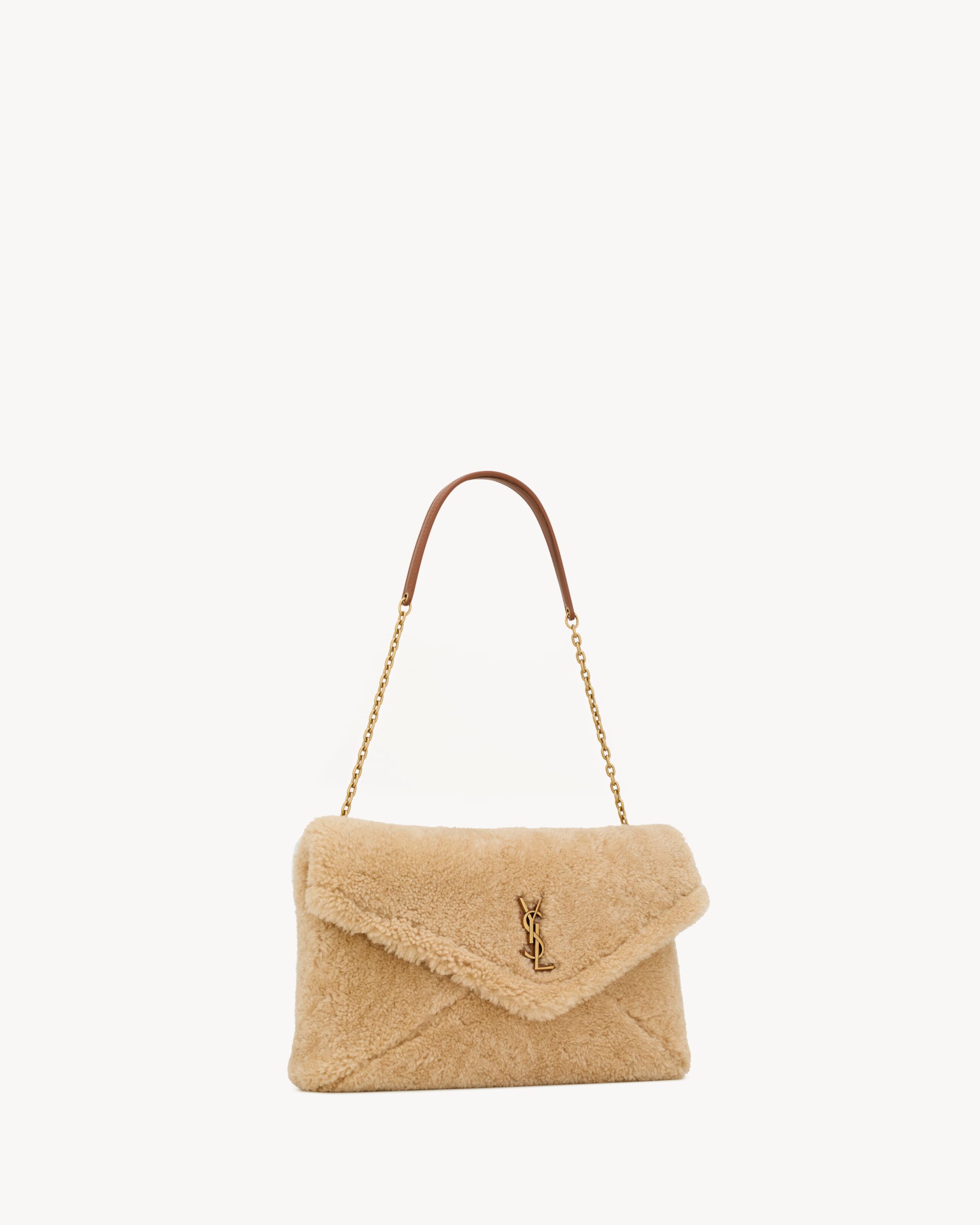 YSL CASSANDRE large pouch on chain in shearling - Image 3